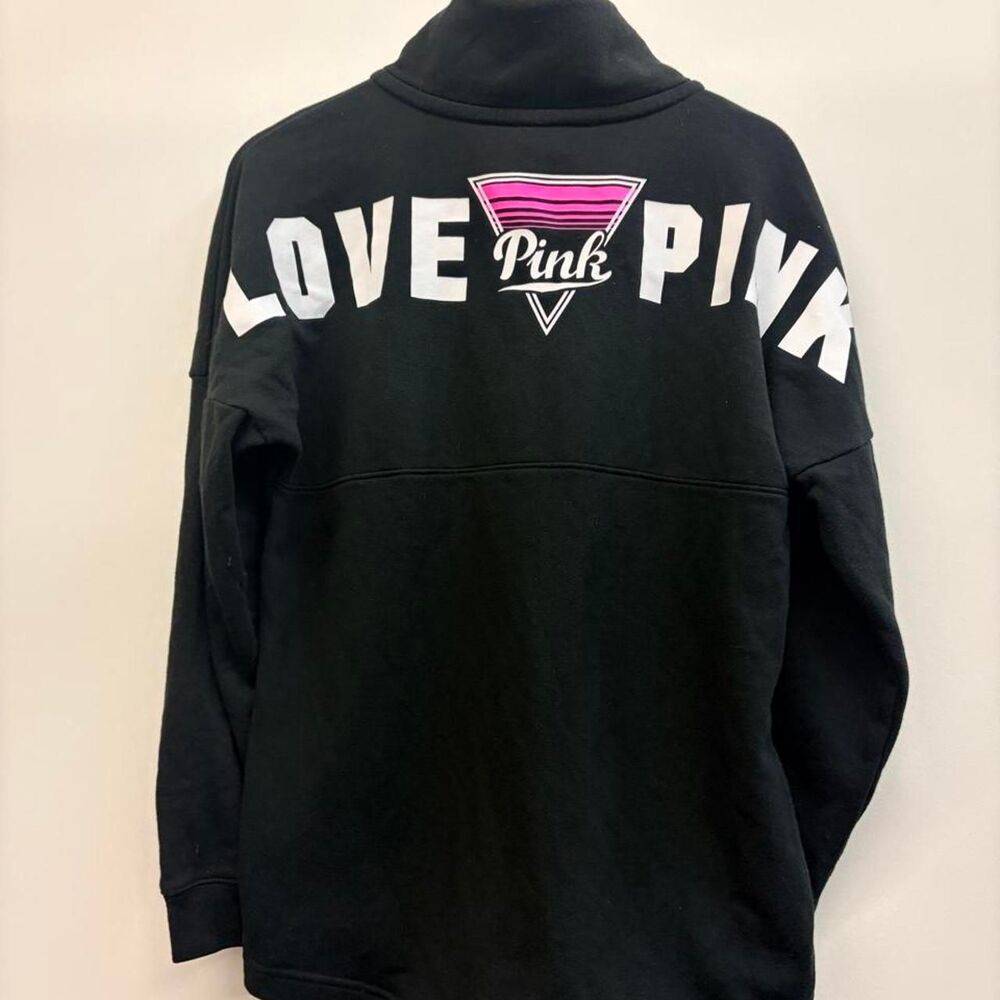 Victoria's Secret PNK Women's Black Half Zip LOGO Sweatshirt Size Small